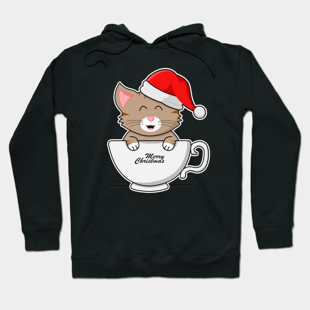 Cat christmas kitten Merry Christmas xmas santa Hoodie by auviba-design